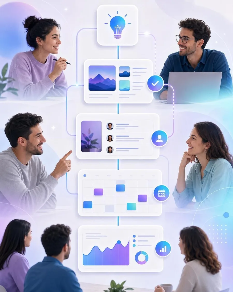 Ejemplo de publicación sobre creación de contenidos en equipo